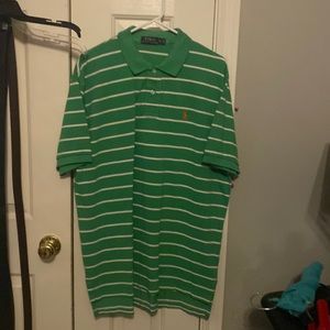 Ralph Lauren polo green and white stripe orange horse sz XL